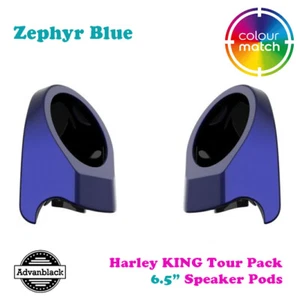 Zephyr Blue King Tour Pack 6.5" Speaker Pods for 14+ Harley Street FLHX - Picture 1 of 5