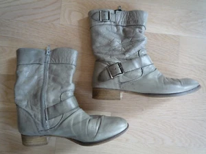 Maruti Stiefelette grau Leder Damen flach mit Holzabsatz Größe 36 - Bild 1 von 19