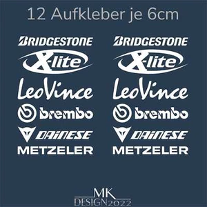 Sponsoren Aufkleber Motorrad Auto Roller Racing Motorsport Set3 12x 6cm Weiß - Bild 1 von 3