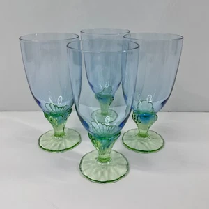 4 calici acqua tè ghiacciata Bormioli Rocco Bahia blu verde piedi 7,5" 16 oz BELLI! - Foto 1 di 8