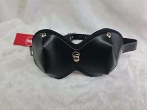BLINDFOLD with D ring FAUX LEATHER Eye Mask BDSM Sexy Blinder Cuffs Couples toy - Picture 1 of 7