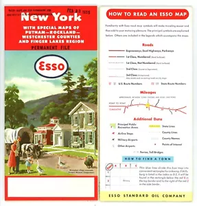 Vintage 1955-6 New York Road Map – Std. Oil of NJ (Esso) - Picture 1 of 1