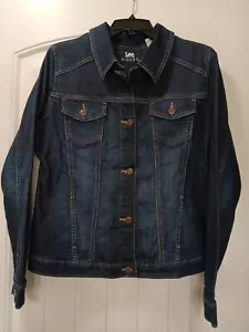 Lee Riders Denim Jacket Button-Up Blue Ladies Sz L Trucker Stretch - Picture 1 of 11