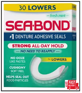 Sellos adhesivos para dentaduras Sea Bond Secure, baja como nuevo fresco, sin zinc, todo el día - Imagen 1 de 2