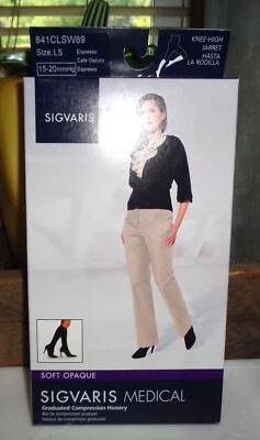 Sigvaris WOMEN'S 15-20mmHg LS Knee High Medical Compress ESPRESSO 842CLSW89 NIB - Image 1 of 3