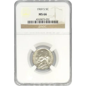 1969 S Jefferson Nickel NGC MS66 *Rev Tye's* #3032122 - Picture 1 of 4