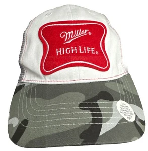 NWT Miller High Life Hat/Cap Camo Bill, Hook & Loop Back, Red Logo, Mesh - Picture 1 of 8