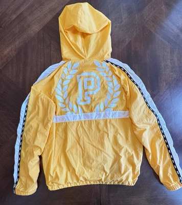 Victoria’s Secret VS PINK Yellow Black Windbreaker Hoodie XS Vintage Y2K 80s - Image 1 of 4