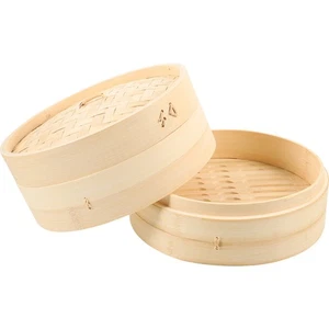  1 set di cestelli per cottura a vapore in bambù a 2 livelli per la cottura di - Picture 1 of 12