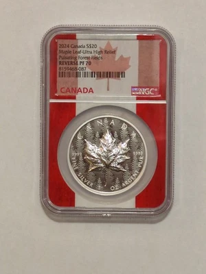 2024 $20 Canada Maple Leaf Ultra High Relief Pulsating Forest NGC Reverse PF70 - Image 1 of 4