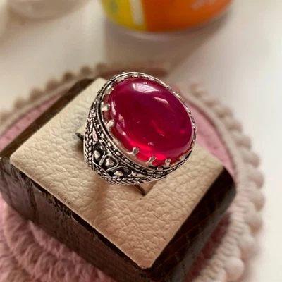 WOW Regalo Perfecto Único seis Rayos Rubí Estrella 925 Plata Esterlina Anillos Para Hombre Foto 1 de 4