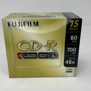 FUJIFILM CD-R 15 Pack 80 Min 700 Mb Compact Disc Recordables NEW SEALED - Picture 1 of 4