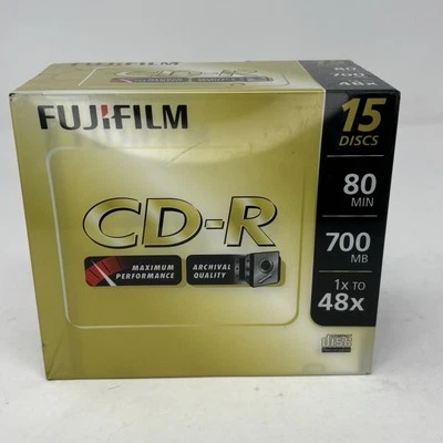 FUJIFILM CD-R 15 Pack 80 Min 700 Mb Compact Disc Recordables NEW SEALED - Image 1 of 4