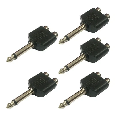 5pcs Quality 6.35mm Male to 2 Female Sound Adapter Connectors for Sound System - Image 1 of 4