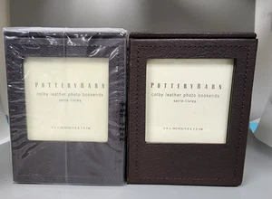 Pottery Barn Colby Leder Foto Buchstützen - 2er Set - Neu im Karton - Bild 1 von 5