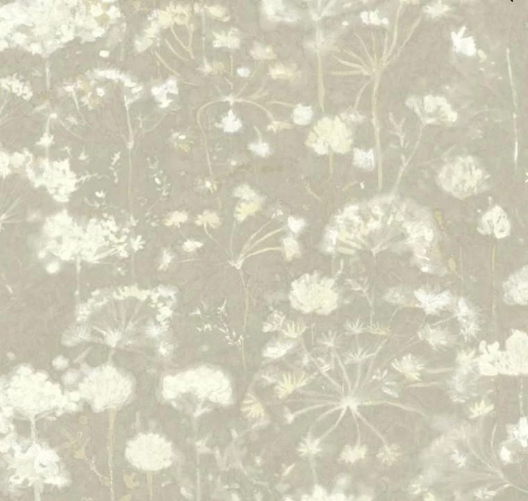 Wallpaper Botanical Fantasy Floral Watercolor, Soft Taupe Background  60 sq ft - Image 1 of 4