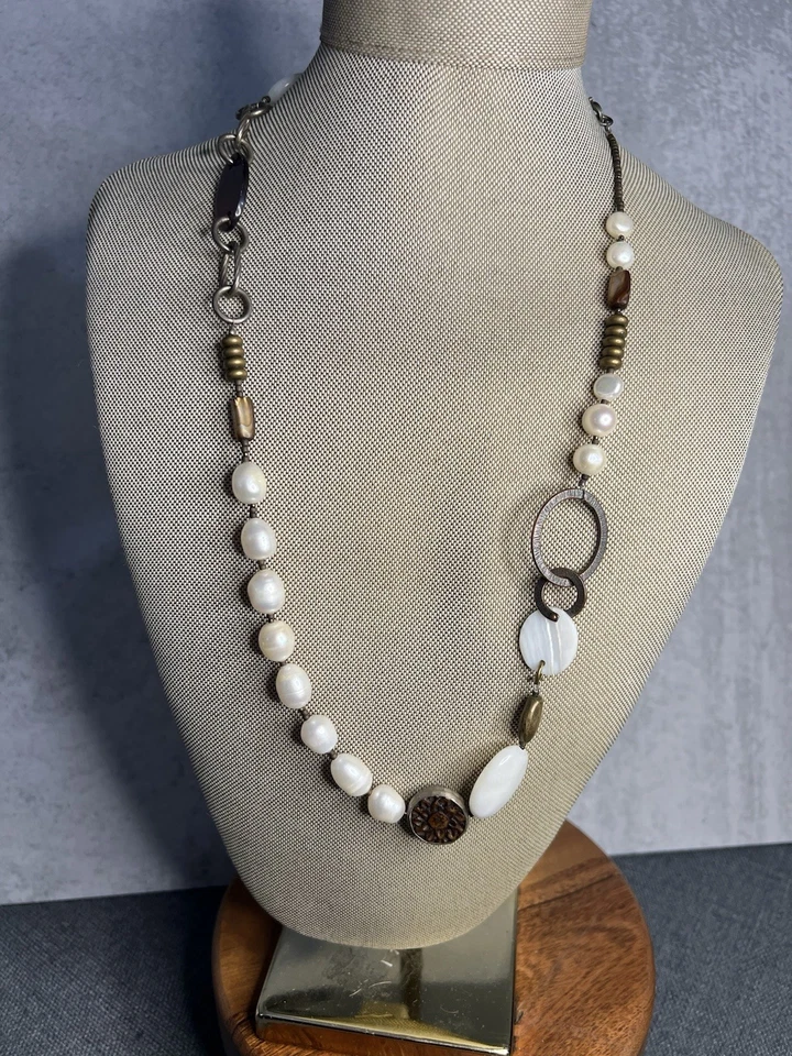 Colar Silpada prata esterlina 925 pérola cobre bronze concha - Imagem 1 de 1