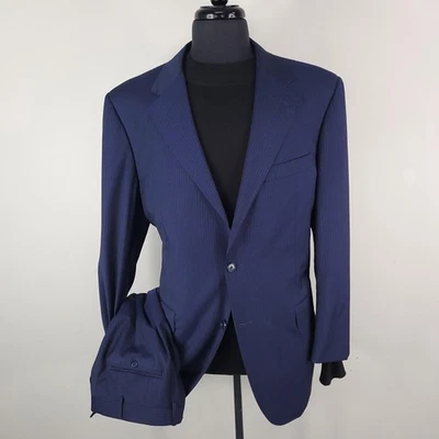 Canali Suit Mens 48R 40W Navy Pinstripe Wool 2 Piece 2 Button Made Italy - Image 1 of 4