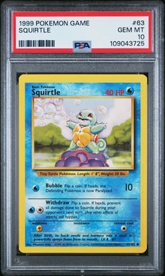 PSA 10 GEM MINT Squirtle 063/102 Base Set Pokemon TCG Vintage WOTC - Image 1 of 2
