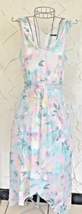 ROMAN Occasion Dress UK18 Dipped Hem Floaty Floral Pastel Chiffon & Shimmer NWT - Picture 1 of 10