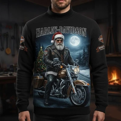 Harley--Davidson X Navidad Suéter Camisa 3D Harley Santa: The Road King, S-5XL Foto 1 de 3