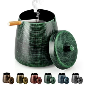 Windproof Stainless Steel Ashtray with Lid for Cigarettes Outdoor Patio - Picture 1 of 5