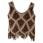 Women Holiday Sleeveless Hollow Crochet Colorful Geometric Crop Top Outwear Vest