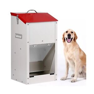 KHEARPSL Galvanized Automatic Dog Feeder Large Breed Dog Food Dispenser for L...
