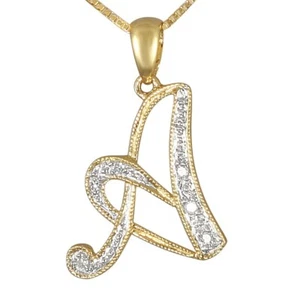 INICIALES DE DIAMANTE SCRIPT ORO AMARILLO 10K TAMAÑO REGULAR - Imagen 1 de 27