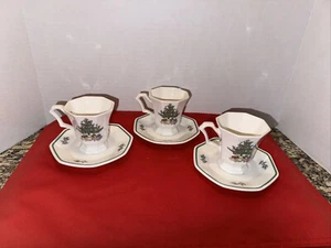 HAPPY HOLIDAYS NIKKO JAPAN TEA/ESPRESSO CUP AND SAUCER Lot Of 3 Excellent Condit - Picture 1 of 17