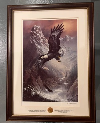 To Save The Eagle Orgulloso y Gratis Certificado Ted Blaylock Firmado 24k Estampado Foto 1 de 2