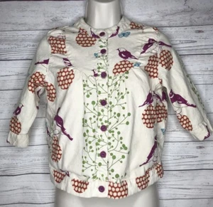Trinity Linen Bird Print 3/4 Sleeve Blazer Jacket Women’s S Beige Colorful Lined - Picture 1 of 10