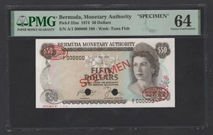 Bermuda 50 Dollars 1-5-1974 P32as "Specimen" Uncirculated Grade 64 - Picture 1 of 2