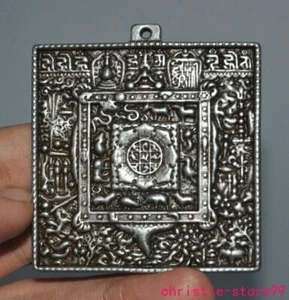 2.4" old Tibet Buddhism Meteorite iron Tiantie Tibetan Sanskrit Talisman pendant - Picture 1 of 6