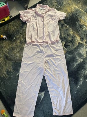 De Colección WENDY LEE Rosa Blanco Borde 2 Piezas Fl Juego de Pijama para Dormir Talla 40 Nuevo de Lote Antiguo Xl 60s 70s Foto 1 de 4