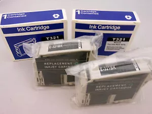 Cartucho de tinta negra T0321 para Epson Stylus CX5400 CX5200 CX5100 C82 C80 C70 2 piezas - Imagen 1 de 2