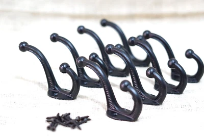 8 Ganchos para Abrigo Estilo Escolar Negro Hierro Fundido Sombrero Gancho Estante Salón Árbol Bellota Gancho Foto 1 de 4