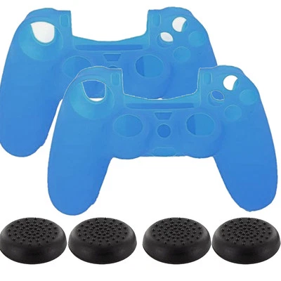 2X Silicone Cover Case + 4X grip stick caps Fr Sony Playstation 4 PS4 Controller - Image 1 of 4