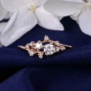 2Ct Round Cut Lab Created Diamond Engagement Ring 14K Rose Gold Plated Silver - Picture 1 of 5