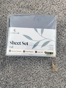 LuxClub 6 PC Sheet Set Sheets Deep Pockets 18" Eco Friendly - FULL Size - Picture 1 of 3