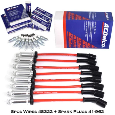 8pcs 9748HH Wires & 41-962 19299585 Spark Plugs For Chevrolet GMC 4.8L 5.3L 6.0L - Image 1 of 4