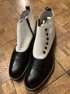 Stacy Adams Madison BLK & White Spat Kidskin Ankle Boot MJ Smooth Criminal Style - Picture 1 of 10