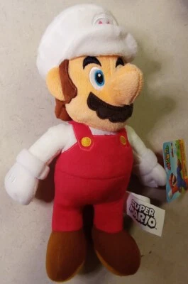 全新 Super Fire Mario(白色)毛绒玩具 9 英寸 Jakks 任天堂世界 — 第 1/3 张图片