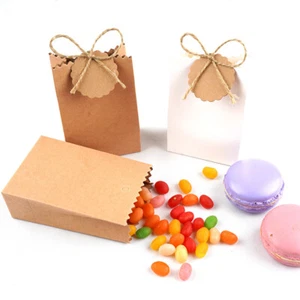 10x Kraft Gift Bag Boxes with Tag Wrap for Chocolate Candy Wedding Party Favours - Picture 1 of 14