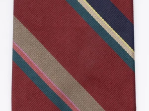 Traje Brooks Brothers Makers para hombre con corbata en el cuello rojo azul verde tostado a rayas 100 % seda - Imagen 1 de 3