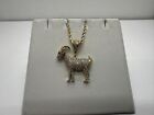 10k Yellow Gold CZ GOAT charm 22.75" necklace Real Greatest Of All Time 7.4g