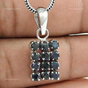 Sapphire Gemstone Solid Sterling Silver Bezel Mothers day September Wife Pendant - Bild 1 von 5