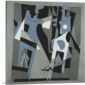 Harlequin and Woman with Necklace 1917 Canvas Art Print by Pablo Picasso - Picture 1 of 11