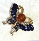 Amber blue butterfly brooch gift for Mother's Day KIZIMA Handmade US