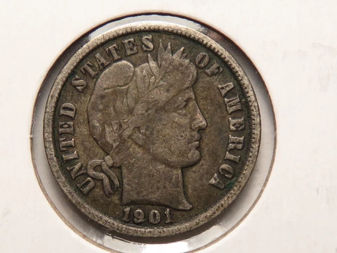 1901-S Barber Dime, F/VF Cover